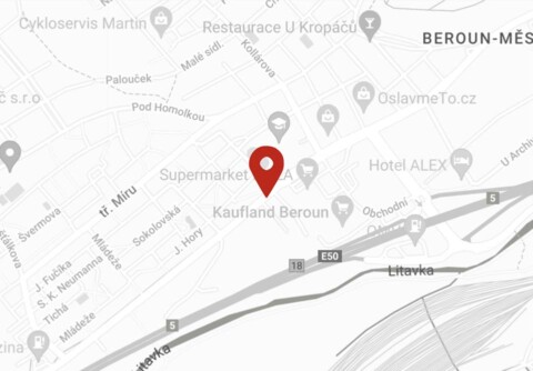 Provozovna vyznačená na mapě, kliknutím otevřete mapu